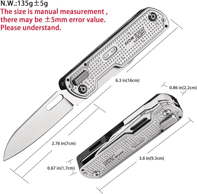 SQT2056 13-in-1 Multitool Knife with Glass Breaker Survival Knife for Outdoor Camping Hiking Emergency - Portable Scissors Screwdrivers Can Opener for EDC Work &amp Adventure