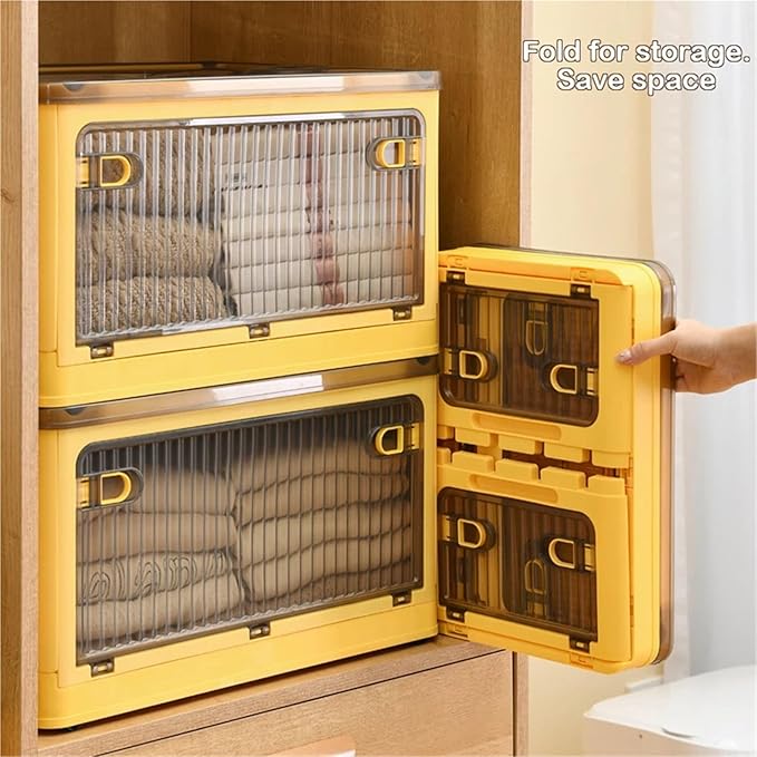 BGRORIO Foldable Storage Box with Wheels - Stackable Closet Organizer for Clothes Quilts Toys Books Sundries Storage(WG ZDSNX G XL)