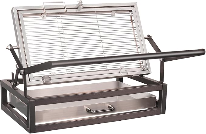 Tabletop Rotisserie Grill - Compact 360° Rotating Charcoal BBQ for Balcony &amp Camping Detachable Ash Pan (KA-6166T)