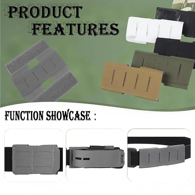 Detachable Horizontal MOLLE Single Module - Hook &amp Loop Adapter for Tactical Waist Rigs Secure Gear with Heavy-Duty Panels