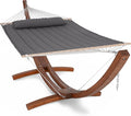 SUNCREAT Hammocks Double Hammock with Wooden Stand Included Outdoor Hammocks for Outside 475 lbs Capacity Dark Gray