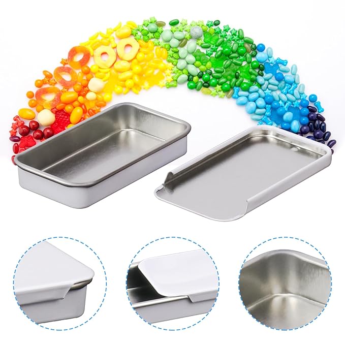 70 Pack White Slide Top Tin Containers Mini Metal Tin Box with Slide Lid Empty Lip Balm Containers for DIY Projects Pills Candies Jewelry (2.36 x 1.34 x 0.43 Inch)
