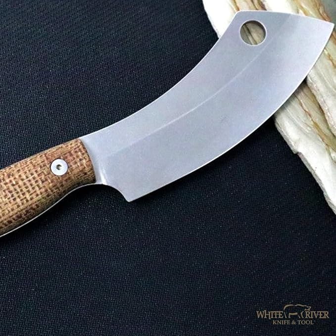 White River Knives Camp Cleaver Natural Burlap Micarta Handle