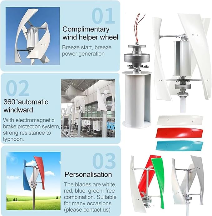 10000W/12000W Wind Turbine Vertical Axis Permanent Maglev Generator Magnetic Levitation Vertical Axis Electric Power Generator 12V-220V with Controller(12000w12v)