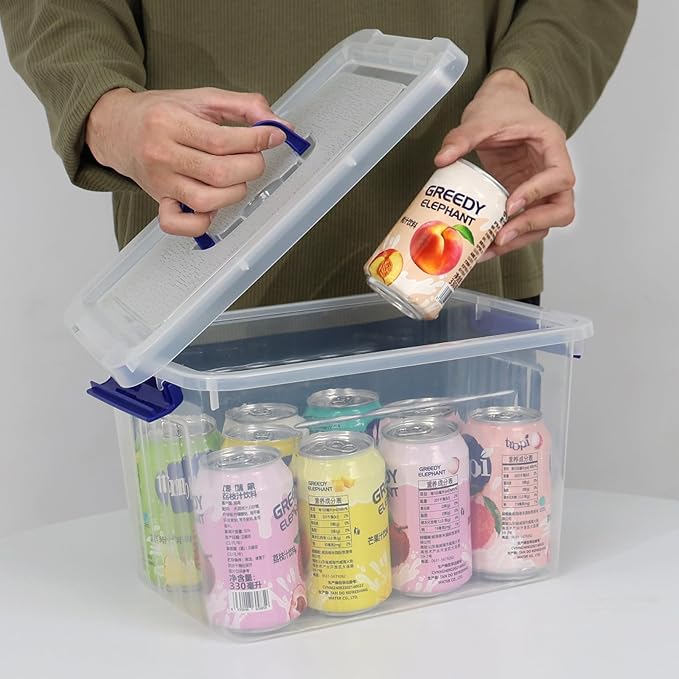 Farmoon 12 Quart Clear Plastic Lidded Storage Bin Latching Storage Box with Handle 1 Pack