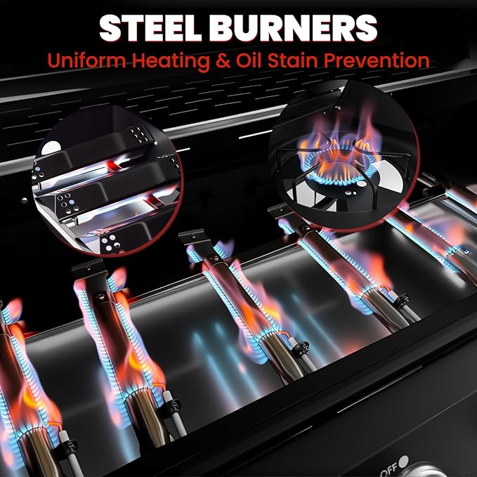 6-Burner w/Side Burner Gas Grill with 403 SQ.IN. Outdoor Grill with 60000 BTUPropane Grills with Top Cover LidGrills Outdoor Cooking for PatiosCampingBalcony-Q032