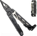 Multitool 15-in-1 Full-Size Lightweight EDC Multi-Purpose Pliers With Safety Locking Nylon Bag Tactical Gear Camping Knives &amp Tools 7CR17 BladeFlint striker Gift Ideas for Men (Black)