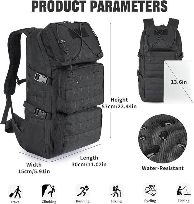 G-raphy 45L Tactical Backpacks for Men Molle Hiking Daypack Large Military Camping Trekking Daypack Bug Out Bag