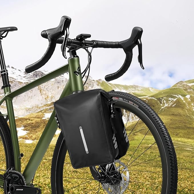 Bike Front Fork Waterproof Bag 6 L Quick Release Dry Bag Sturdy Nylon with Reflective Details Easy Access for Commuting and Outdoor Adventures
