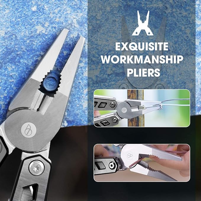 BIBURY Multi Tool &amp Utility Knife Set 21 in 1 Portable Multitool Folding Box Cutter Quick Change Blade Pocket Knife Pliers Tools for Outdoors Camping Fishing Hiking Home Repairs and Surviv