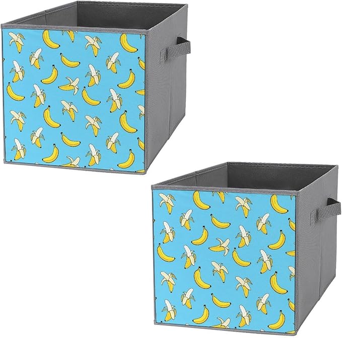 Foldable Storage Bins with Handles Cute Banana Sturdy Collapsible Cube Box for Organizing Blankets Towels Toys Ideal for Home &amp Closet Use