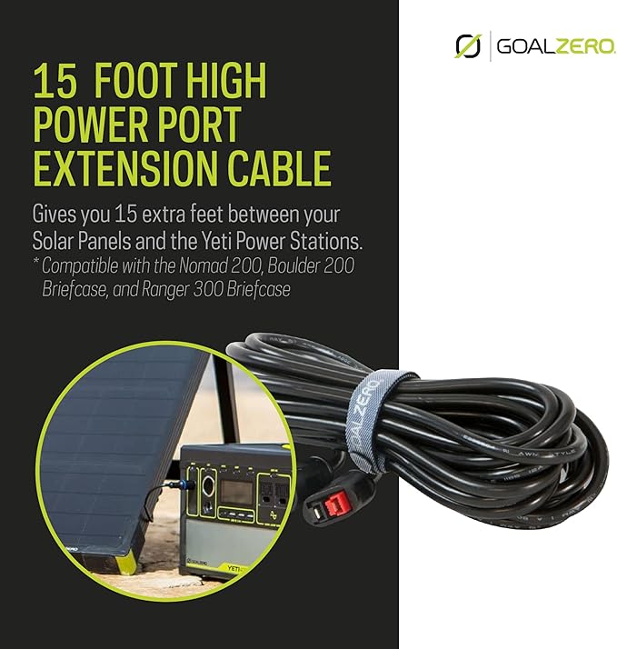 Goal Zero 15ft Extension Cable for Goal Zero Boulder 200 Solar Panel