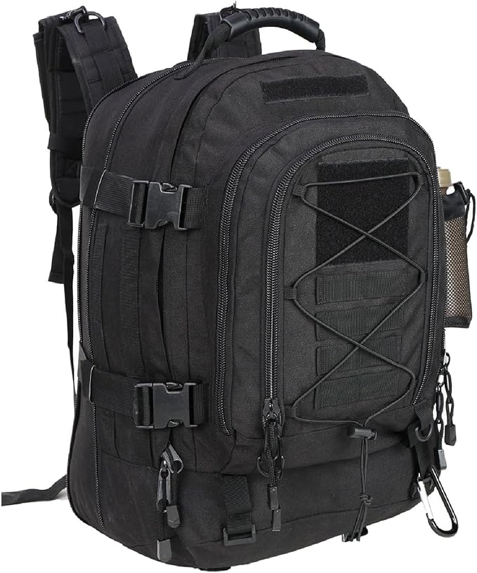 APLUSH Large Tactical Backpack for MenOutdoor Waterproof Rucksack for Travel WorkCampingHuntingHikingSportsBlack aOne Size