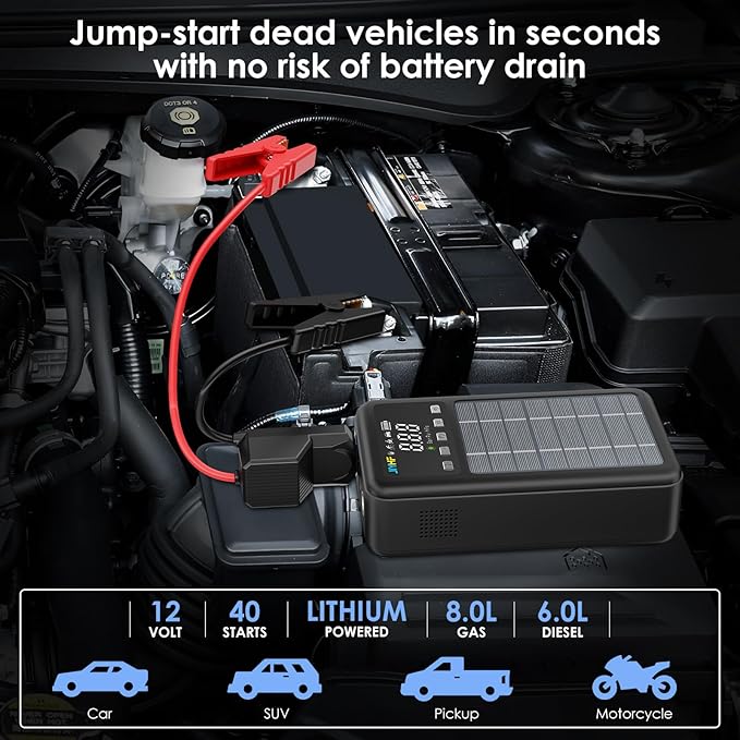 JIYHF Portable Power Station 74Wh Solar Generator &amp Backup Power with 45W USB-C PD 3000A Jump Starter with Air Compressor Ideal as a Portable Power for Emergency car Battery Jumper RV inflat