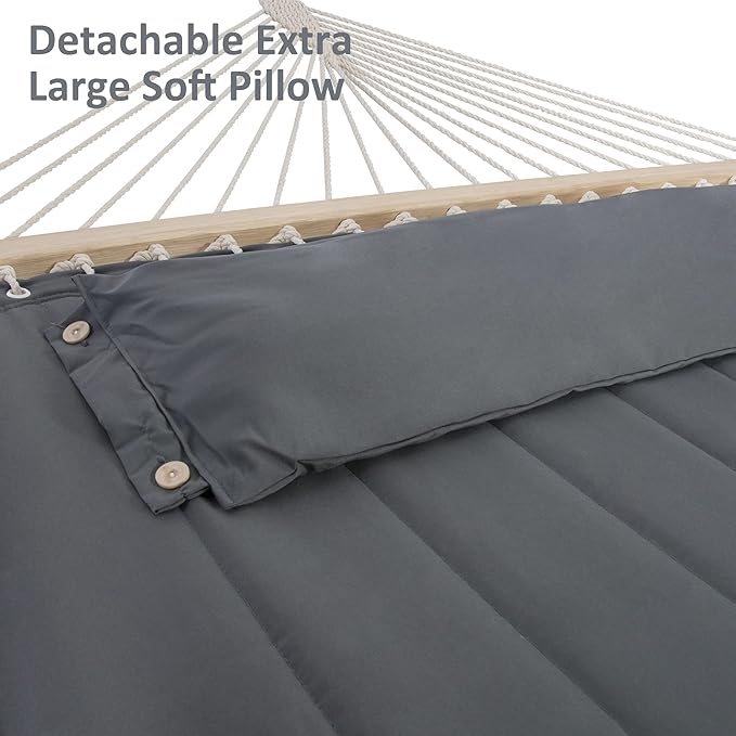 SUNCREAT 2 Person Hammock with Stand Heavy Duty Portable Hammocks 475 lbs Capacity Dark Grey