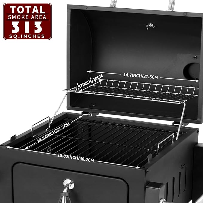 Portable Charcoal Grill Tabletop Outdoor Barbecue Smoker Small BBQ Grill for Outdoor Cooking Backyard Camping Picnics Beach by DNKMOR