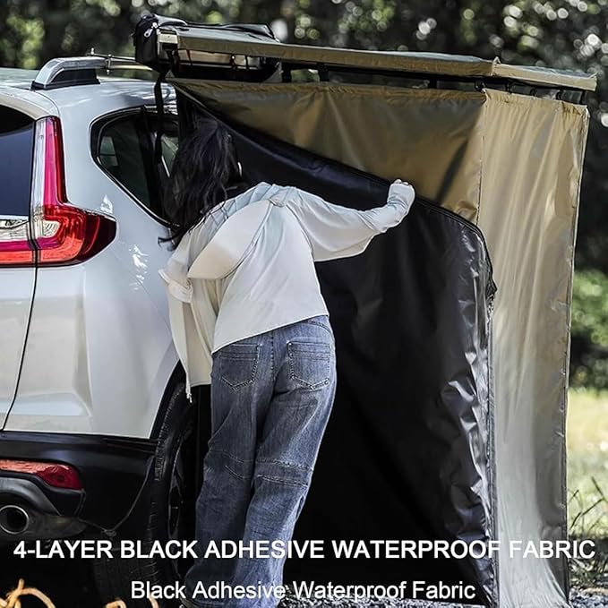 Car Camping Shower TentShower Awning for Roof Rack with RoofPortable Privacy Shelter Bathroom Outdoor Camping Changing RoomOxford Waterproof Tentfor Universal Car Roof Rack Bars
