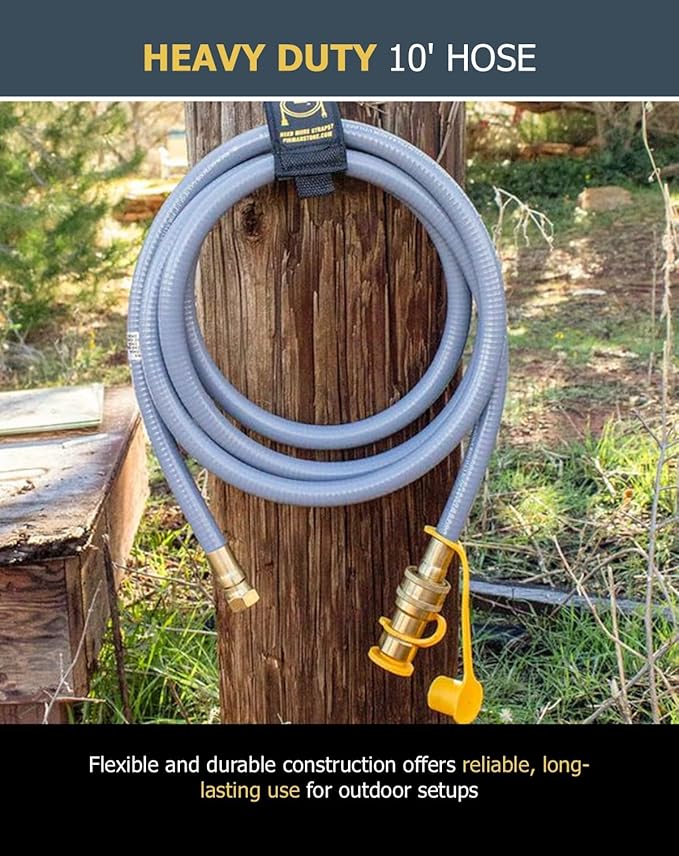 FIRMAN 1805 Natural Gas 10' Hose with Storage Strap Quick Connect Heavy Duty Flexible Weather Resistant Extension Hose for Tri-Fuel Generators BBQ Grills and Outdoor Appliances