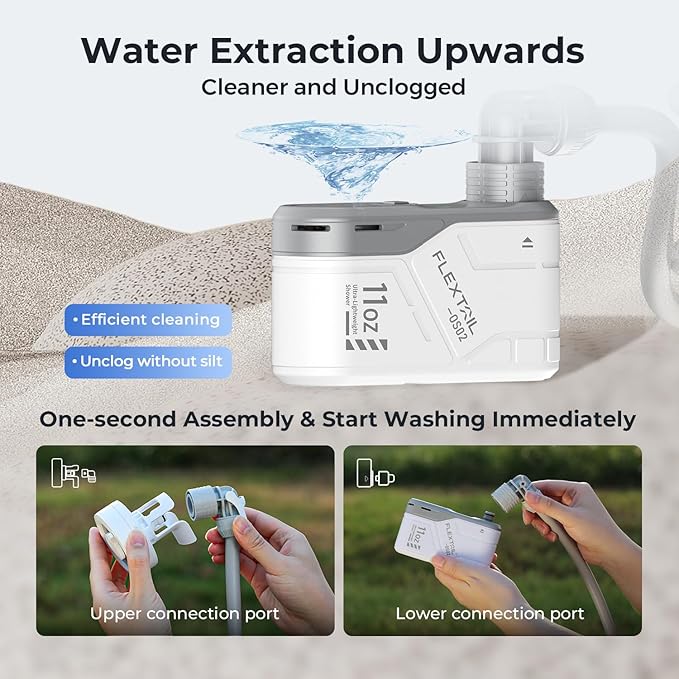 FLEXTAILGEAR Zero Pump Portable Air Pump for Inflatables &amp FLEXTAILGEAR MAX Shower Outdoor Shower Pump