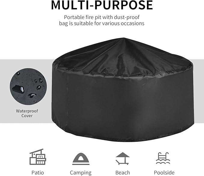 Giantex 3 in 1 Fire Pit 32 Outdoor Wood Burning Fire Pit Multifunctional Round Firepit Stove Metal Fire Bowl with Cover Portable Fire Pits for Outside Heating Bonfire Picnic Grill