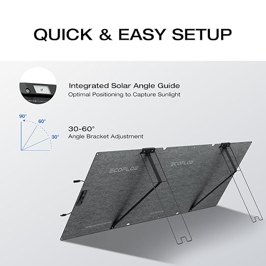 EF ECOFLOW 160 Watt Portable Solar Panel for Power Stations 25% High Conversion Efficiency Foldable Solar Panel with Adjustable Kickstand IP68 Waterproof for Outdoor Camping RV NextGen Version