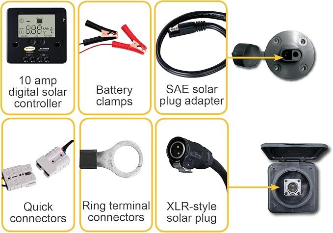Go Power GP-PSK-90 90W Portable Folding Solar Panel Kit 10 Amp Solar Controller Adjustable Folding Legs SAE &amp XLR Plug Adapters Includes Heavy Duty Carrying Case