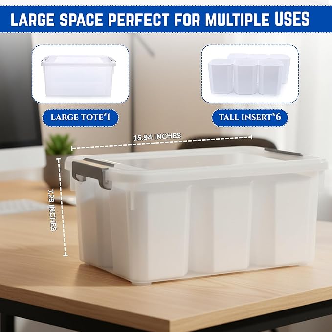 Trivon 17 QT Plastic Storage Bins Clear Storage Box with Lids Multipurpose Stackable Storage Containers for Organizing Tool Craft Crayon Clear Storage Bins with Lids