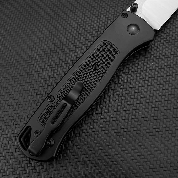 HUAAO EDC Pocket Knife 3.19-inch D2 Steel Blade Lightweight Black Aluminum Handle with Thumb Post Unisex Portable Folding Knife Suitable for Outdoor Camping and Everyday Use
