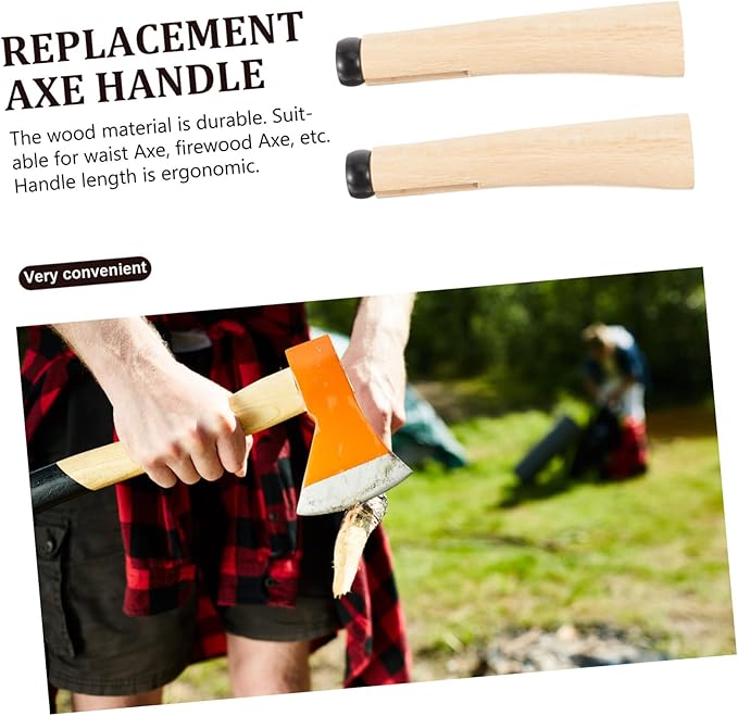 UPKOCH 2set Ergonomic Wooden Axe Handle for Replacement Forged Camping Axe Handles for Hatchet