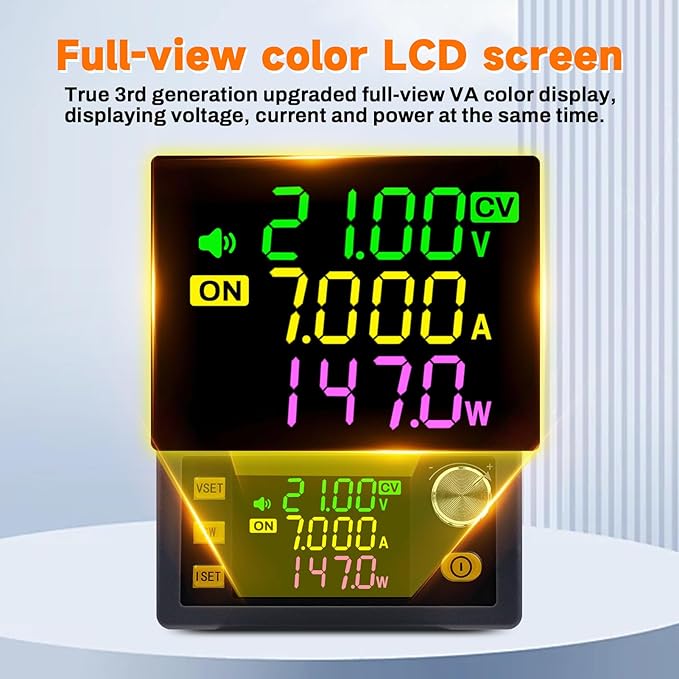 ZPSHYD Buck Boost Converter 150W 0-36V 7A Adjustable CNC DC Power Supply with MPPT Solar Charging Color LCD &amp 10 Memory Groups for Lab EV Camping XY-SK150