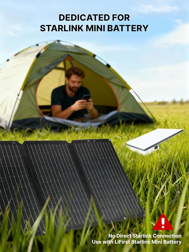 60W 36V Solar Panel for Starlink Mini Battery ETFE Portable Charger with USB-C PD &amp QC3.0 IP67 Waterproof Foldable Design