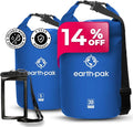 Earth Pak Waterproof Dry Bag - Roll Top Waterproof Backpack Sack (Blue 30L &amp 5L)