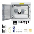 2 in 1 Out Solar Combiner BoxPV Combiner Box with 20A PV FuseDC 40A Circuit Breaker and Surge ProtectorIP65 Solar Disconnect Switch Box for Indoor Outdoor Solar Panel System (2 in 1 Out 20A 500V)