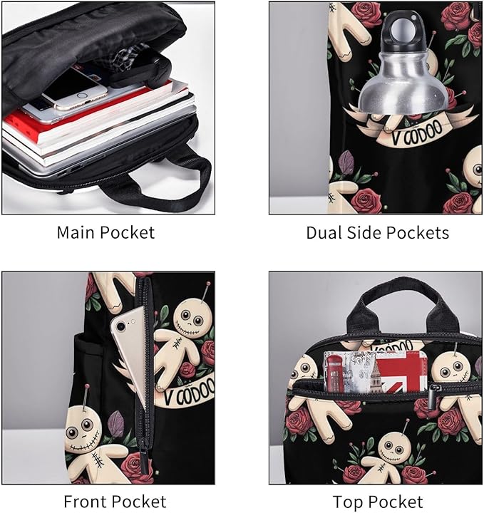 Travel Laptop Backpack Halloween goth gothic voodoo doll College Backpack Business Work Bag for Men Women