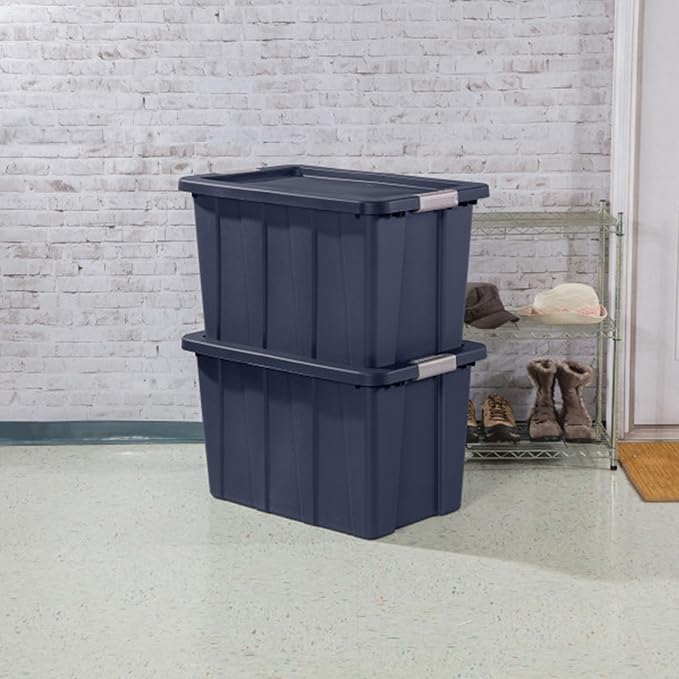 Sterilite 16-Pack Storage Bins with Lids Heavy Duty Totes Tuff1 30 Gallon Dark Indigo