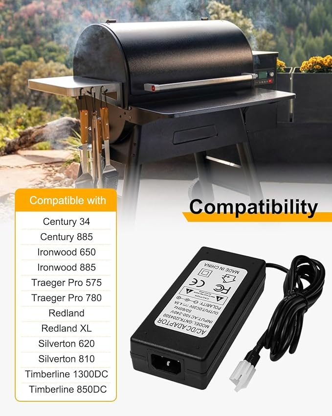 KIT0480 AC/DC Adapter 20V 4.5A Compatible with Century Ironwood Traeger Pro Redland Silverton Timberline Grilles Power Brick Replaces ELE143 Switching Power Supply Cord Cable Battery Charger
