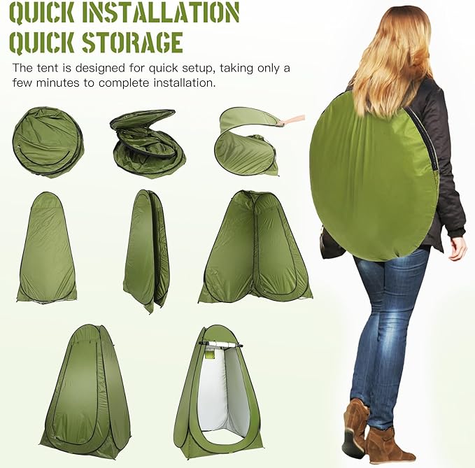 NUOBESTY Portable Camping Shower Tent Pop Up Privacy Changing Tent Camp Toilet Lightweight Waterproof Shelter for Travel and Hiking