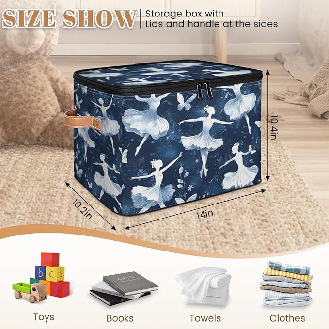 Storage Bins with Lids Butterfly Ballet Storage Basket Clothes Organizer with Handles Closet Storage Containers for Clothing Bedding Blanket