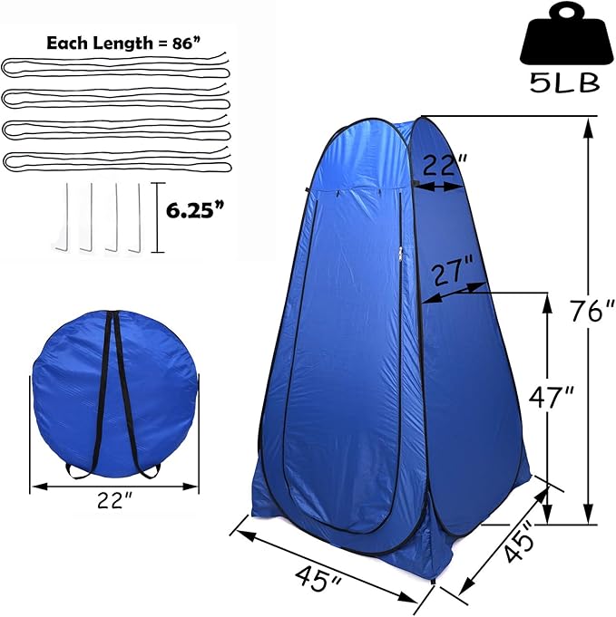 Pop Up Privacy Tent Blue Camping Shower Tent Outdoor Changing Tent Portable Bathroom Toilet Tent Privacy Tent with Portable Bag for Camping Beach Hiking Travelling