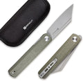 SENCUT Bronte Folding Pocket Knife with Front Flipper Opener 3.38 Inch Blade Green Micarta Handle SA08B