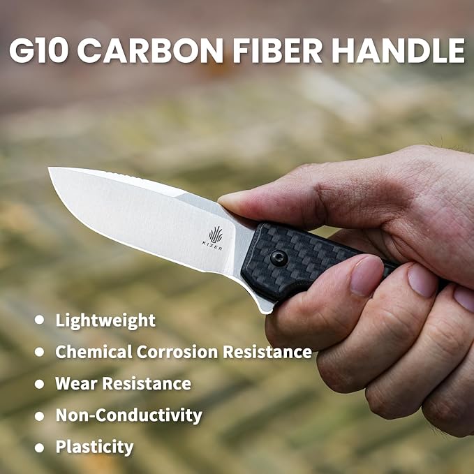 Kizer Nice Guy Pocket Folding Knife 2.84 154CM Blade Lightweight Sharp Camping and Hiking Knife G10 Carbon Fiber Handle Liner Lock Flipper Knives V3011C1