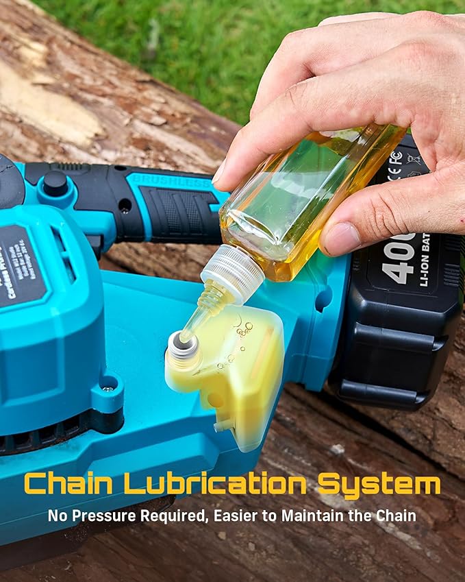 SEESII Electric Chainsaw Cordless 12-inch Handheld Chain Saws with a 4.0Ah Battery Tree Saw with Tool-free Chain Tension Auto Oiling for Wood Cutting Trimming Branch