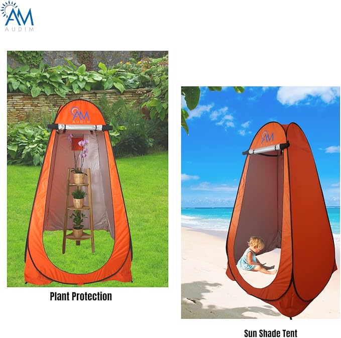 AUDA AUDIM Pop Up Privacy Tent - Camping Shower Tent - Outdoor Sun Shelter - Toilet Tent - Portable Dressing Room - Waterproof Easy Set Up Foldable Lightweight and Sturdy Carry Bag AM001 Orange