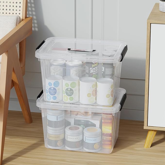 Cand 20 quart clear latching tote 4 packs plastic storage boxes for organising