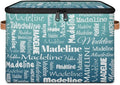 Custom Storage Basket with Name Personalized Keepsake Box with Zipper Lid Foldable Fabric Memory Bin Large capacity with Handle Gradient Grey Green