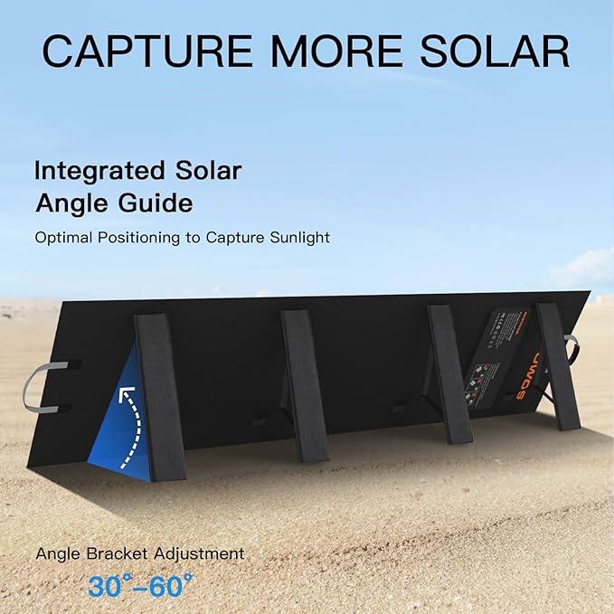 Portable Solar Panel 220W 40V Monocrystalline Foldable Solar Panels Charger Power Backup IP67 Waterproof Durable for Power Station RV Camping Off Grid Fishing
