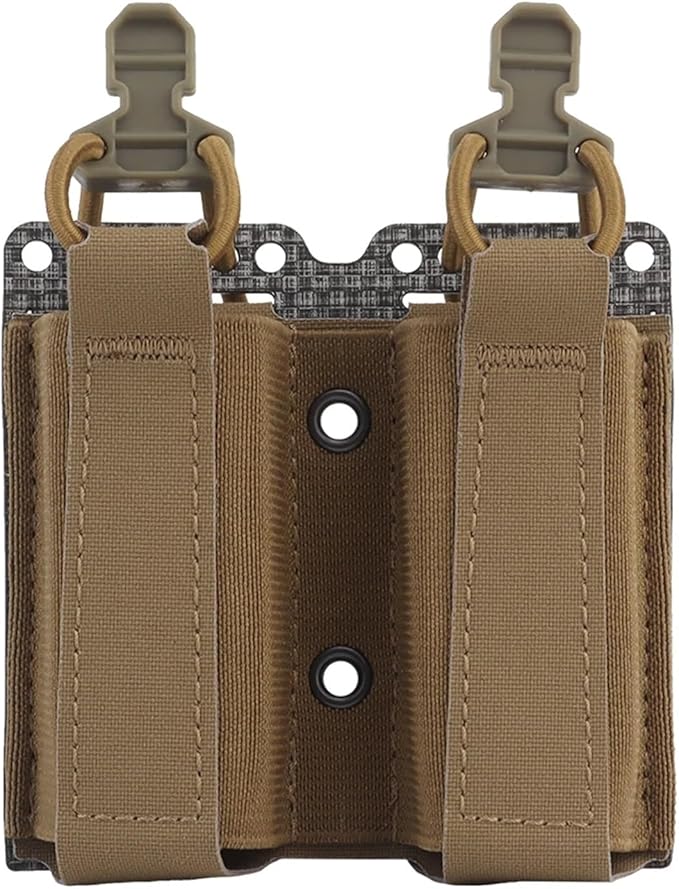 Tactical Double Elastic Mag Pouch - 9mm/40 MOLLE Waist Belt Bag for Flashlight &amp Tool Holster Hunting Airsoft Shooting Gear