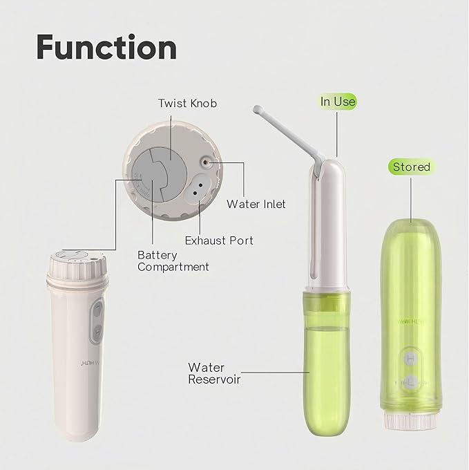 Portable Electric Bidet Sprayer - Handheld Travel Bidet with 2 Pressure Modes - Waterproof Foldable Pocket-Sized &amp Cordless for Bathroom Ultimate Personal Hygiene Cleaning at Home and Camping - Gr
