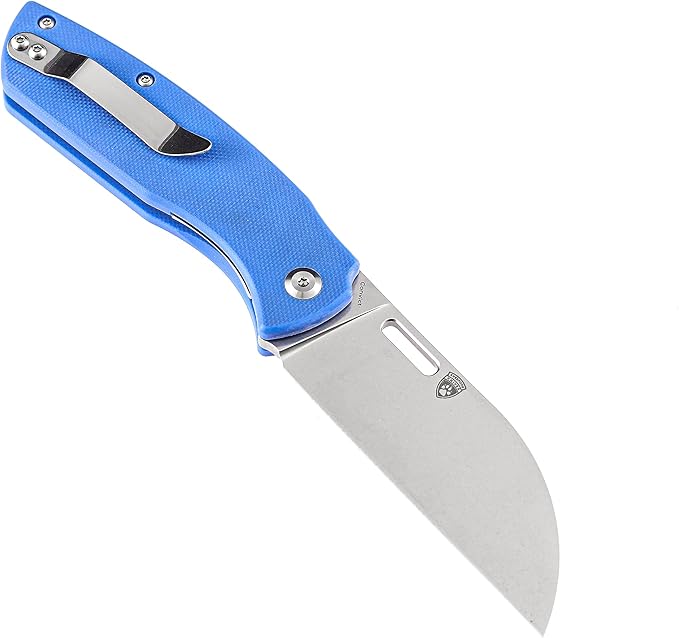 Kansept Convict Pocket Folding Knife - 3.3 Stonewashed 154CM Material with Blue G10 Handle - EDC &amp Camping Folding Knife - T1023A3
