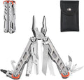 17-in-1 multi-purpose tool pliers multi-purpose EDC tool upgraded stainless steel multi-tool gift for men repair wilderness survival and camping gear hunting and hiking utility knife (silver)